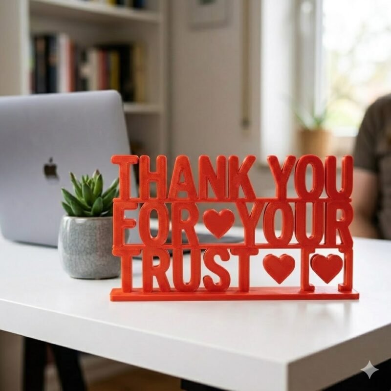 Thank You For Your Trust 3D Printed Desk Sign for Office & Reception Decor - Image 6
