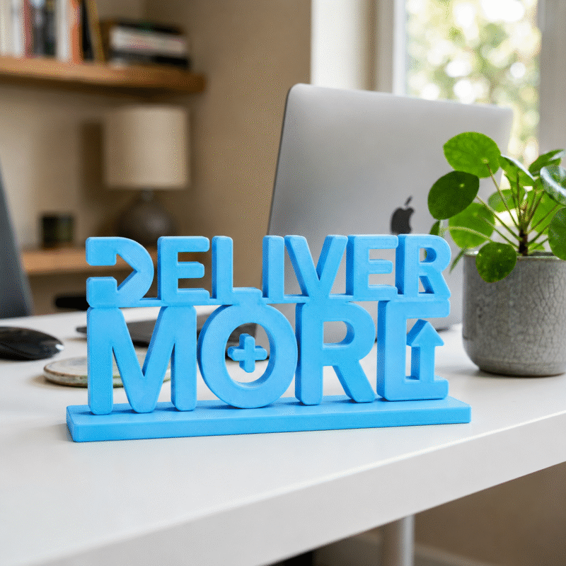 Deliver More 3D Printed Desk Sign for Office & Workspace Decor - Image 6