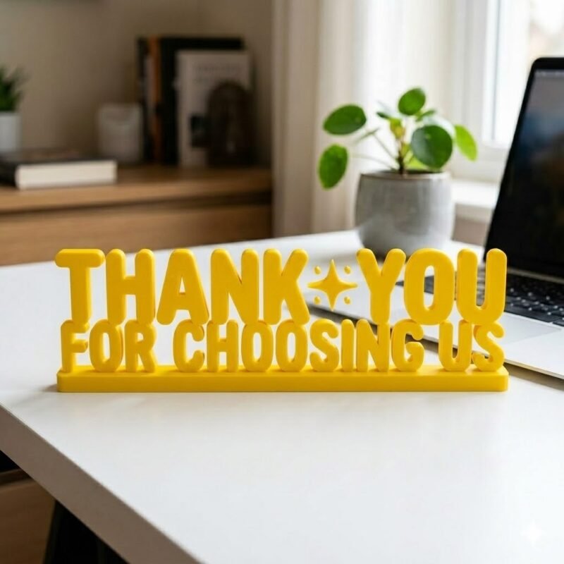 Thank You For Choosing Us 3D Printed Desk Sign for Office & Reception Decor - Image 2