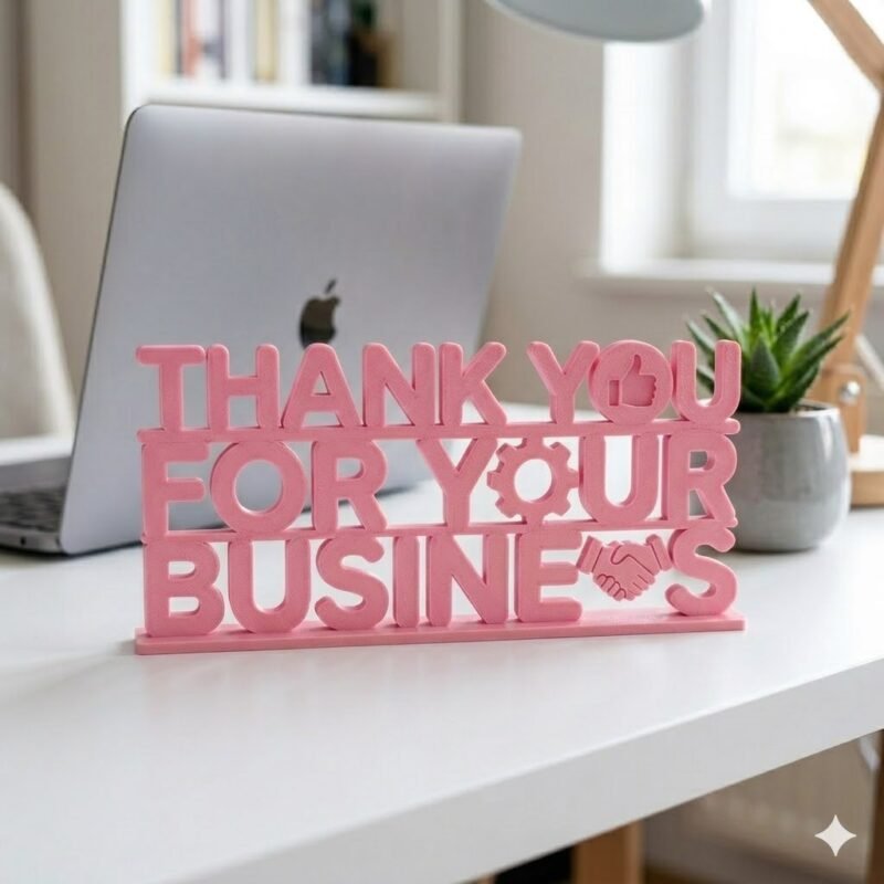 Thank You For Your Business 3D Printed Desk Sign for Office & Business Decor - Image 6