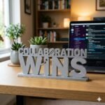 Collaboration Wins 3D Printed Desk Sign for Office & Corporate Workspace Decor - Image 2