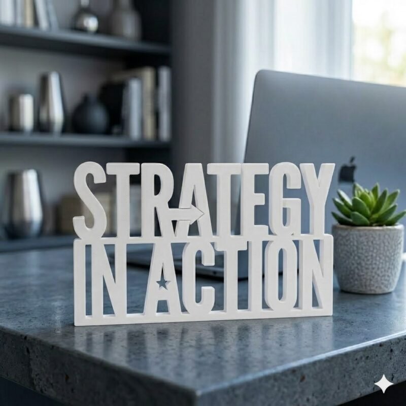 Strategy In Action 3D Printed Corporate Desk Sign | Office Motivation Gift - Image 2
