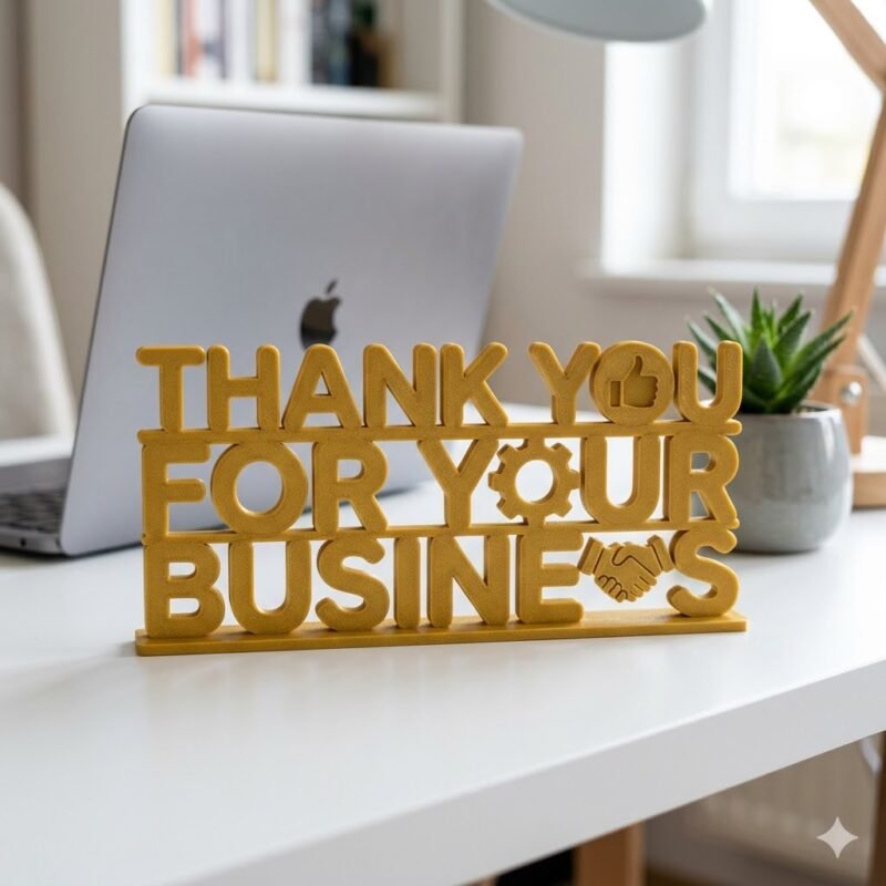 Thank You For Your Business 3D Printed Desk Sign for Office & Business Decor - Image 8