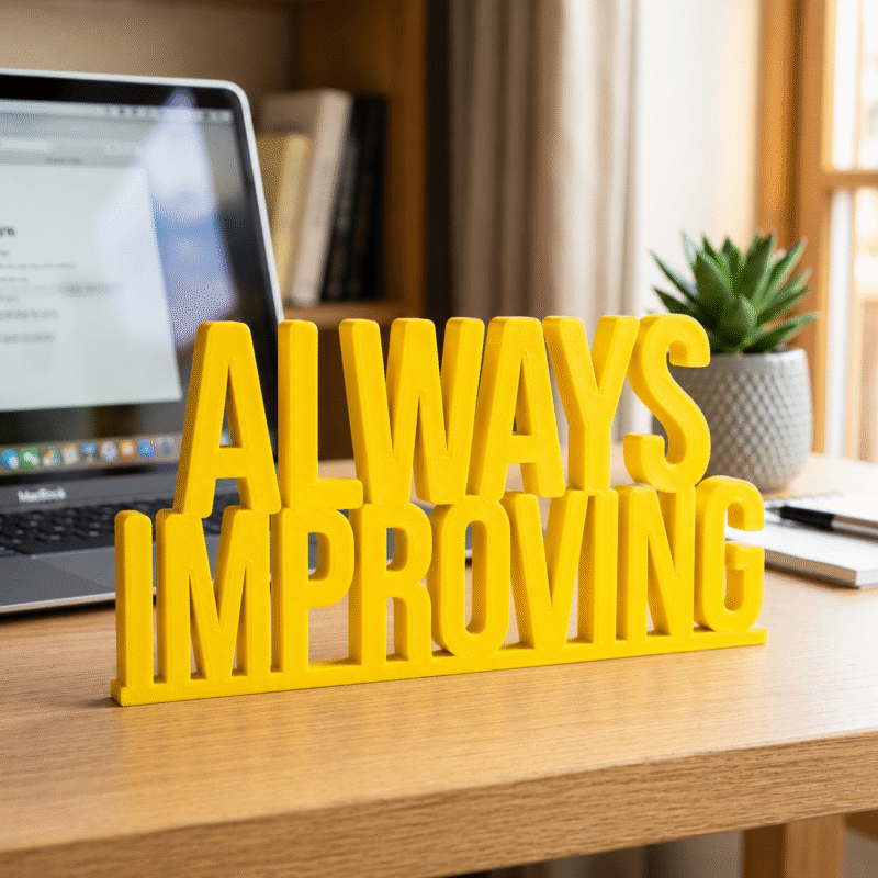 Always Improving 3D Printed Office Desk Sign | Motivational Corporate Workspace Decor - Image 3