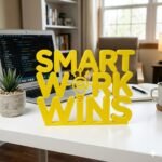 Smart Work Wins 3D Printed Office Desk Sign | Motivational Workspace Decor Gift - Image 3