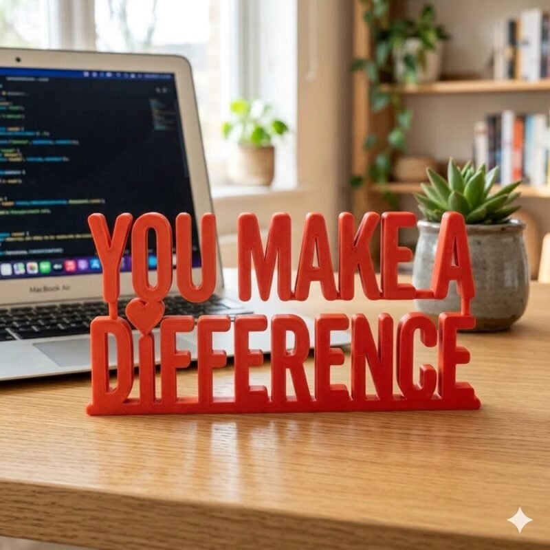 You Make A Difference 3D Printed Desk Sign for Employee Appreciation & Corporate Office Gifts - Image 3