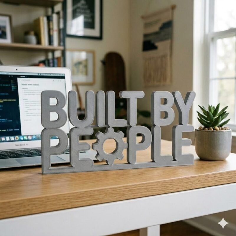 Built By People 3D Printed Desk Sign for Office & Corporate Workspace Decor - Image 5