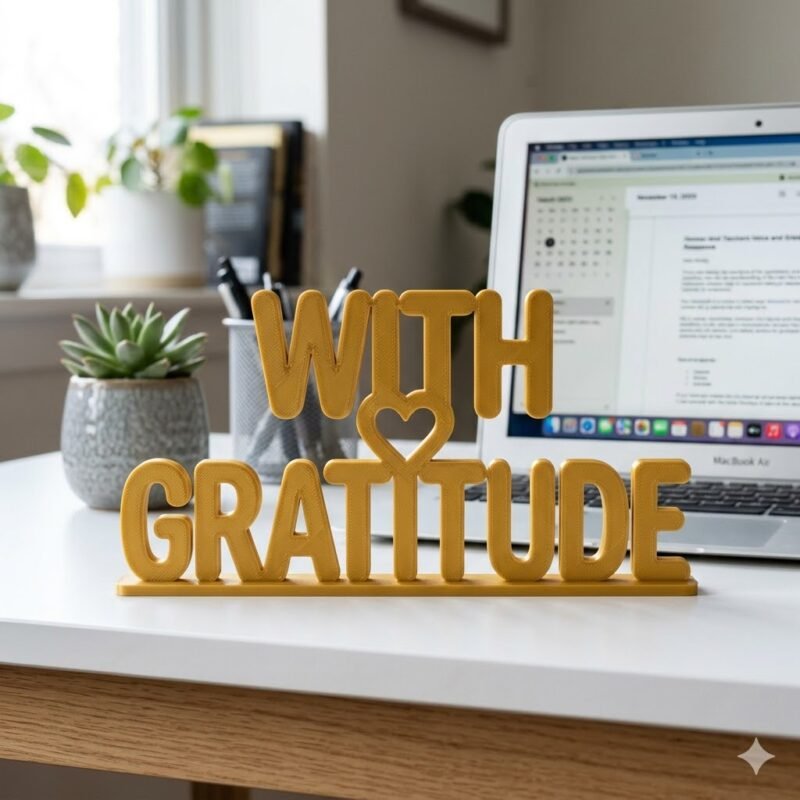 With Gratitude 3D Printed Desk Sign for Office & Business Workspace Decor - Image 9