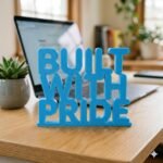 Built With Pride 3D Printed Desk Sign for Office & Corporate Gifts - Image 2