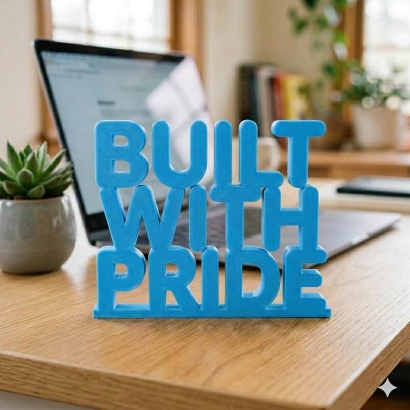 Built With Pride 3D Printed Desk Sign for Office & Corporate Gifts - Image 2