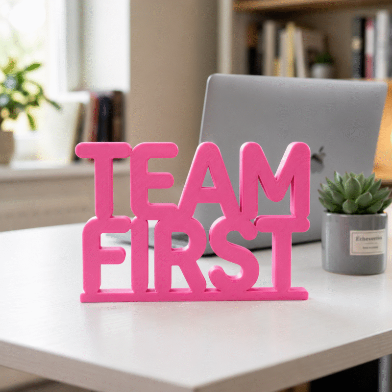 Team First 3D Printed Office Desk Sign | Motivational Corporate Workspace Decor - Image 4