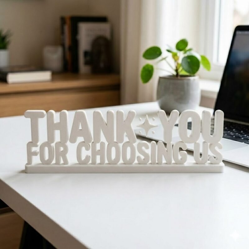 Thank You For Choosing Us 3D Printed Desk Sign for Office & Reception Decor - Image 8
