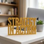 Strategy In Action 3D Printed Corporate Desk Sign | Office Motivation Gift