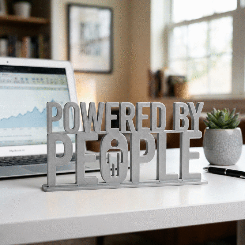 Powered By People 3D Printed Employee Joining Gift & Corporate Promotional Desk Sign - Image 5
