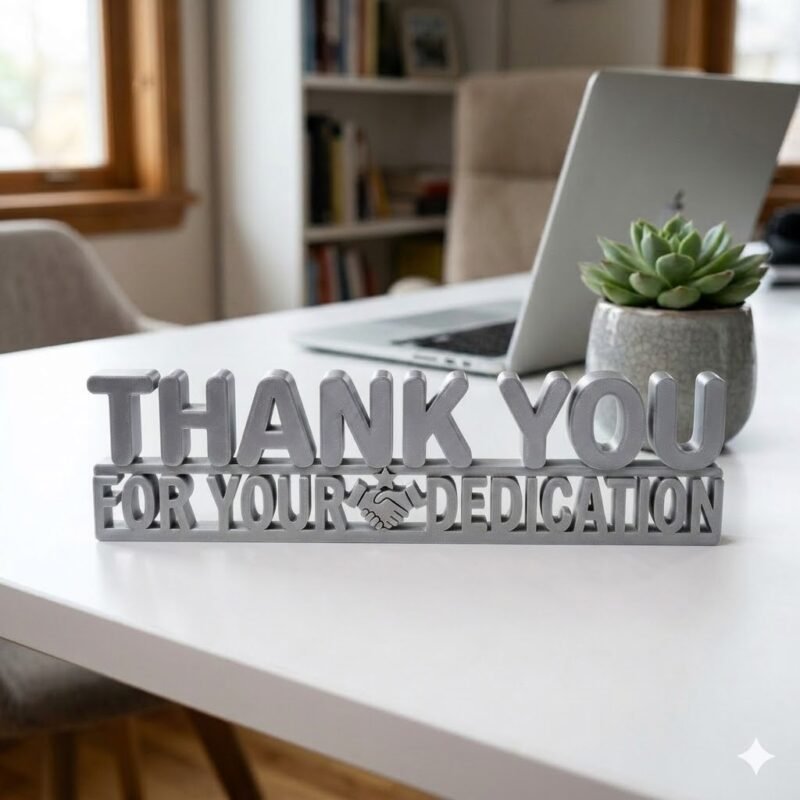 Thank You For Your Dedication 3D Printed Employee Appreciation Desk Sign Gift - Image 2