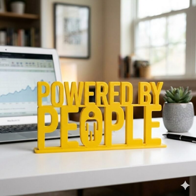 Powered By People 3D Printed Employee Joining Gift & Corporate Promotional Desk Sign - Image 8