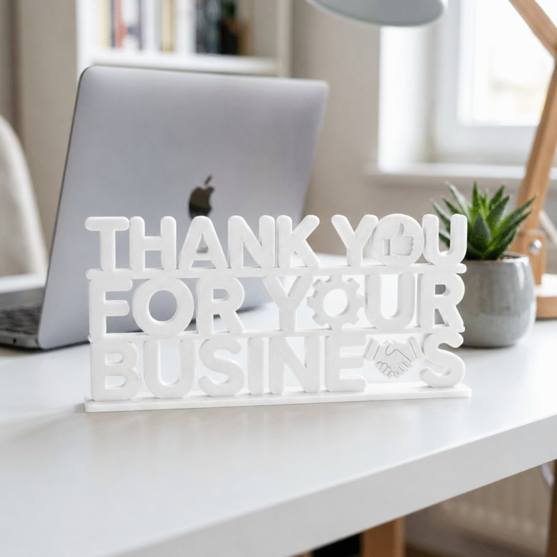 Thank You For Your Business 3D Printed Desk Sign for Office & Business Decor - Image 5