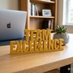 Team Excellence 3D Printed Desk Sign for Office & Corporate Decor