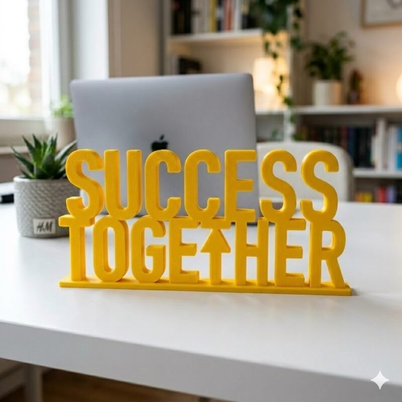 Success Together 3D Printed Desk Sign for Office & Team Workspace Decor - Image 4