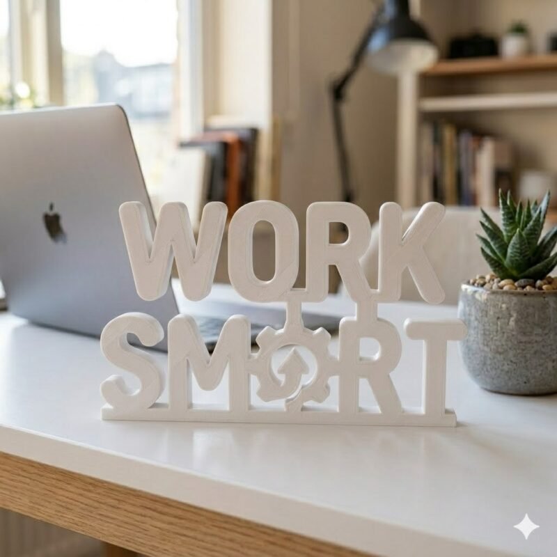 Work Smart 3D Printed Desk Sign for Office & Corporate Desk Decor - Image 4