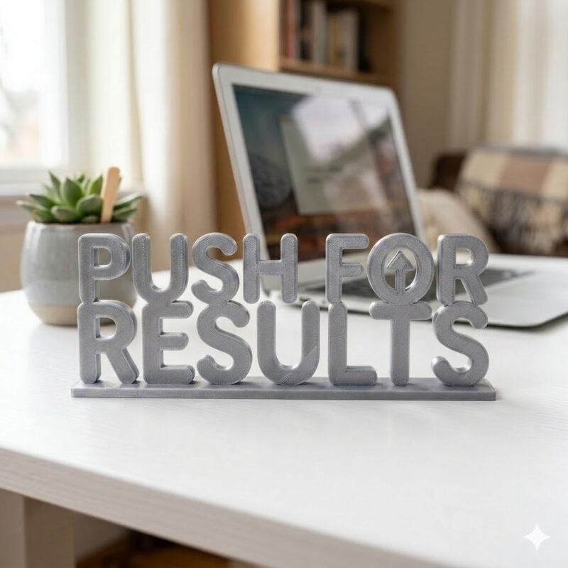 Push For Results 3D Printed Desk Sign for Office & Corporate Workspace - Image 3