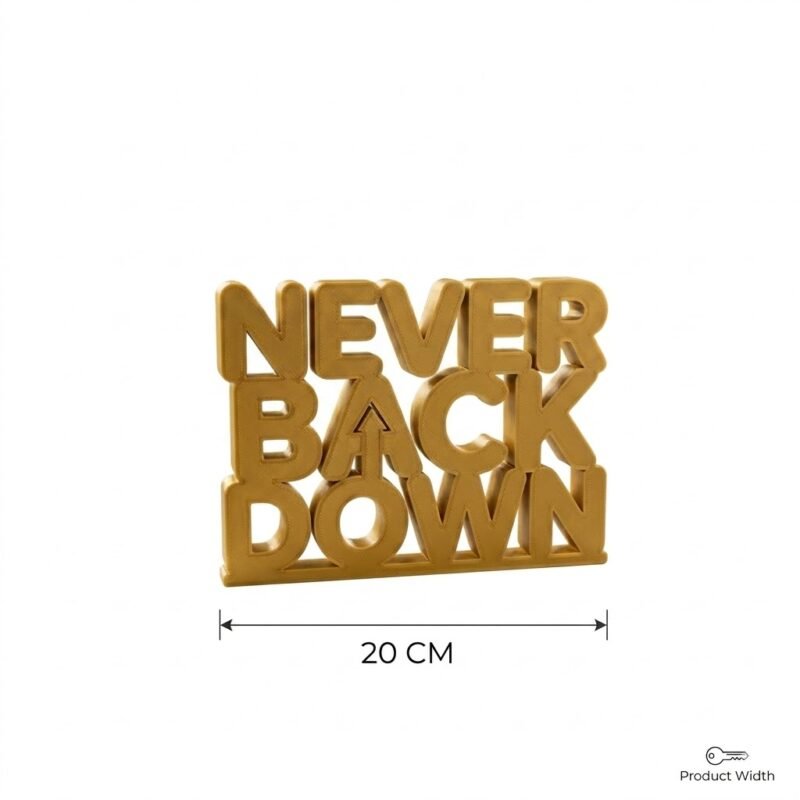 Never Back Down 3D Printed Desk Sign for Office & Workspace Decor - Image 3