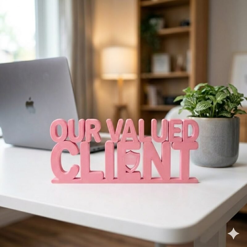 Our Valued Client 3D Printed Desk Sign for Office Reception & Business Decor - Image 5