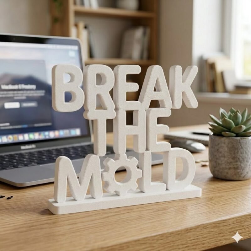 Break The Mold 3D Printed Desk Sign for Office & Startup Decor - Image 4