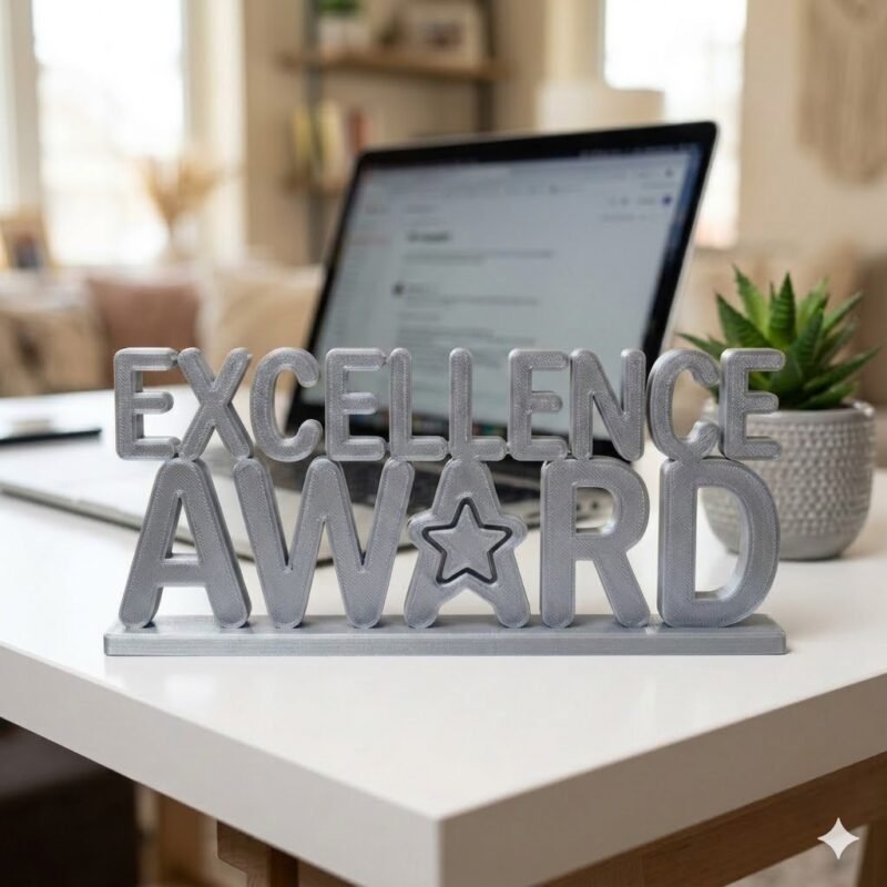 Excellence Award 3D Printed Desk Sign for Employee Recognition & Corporate Office Gifts - Image 5