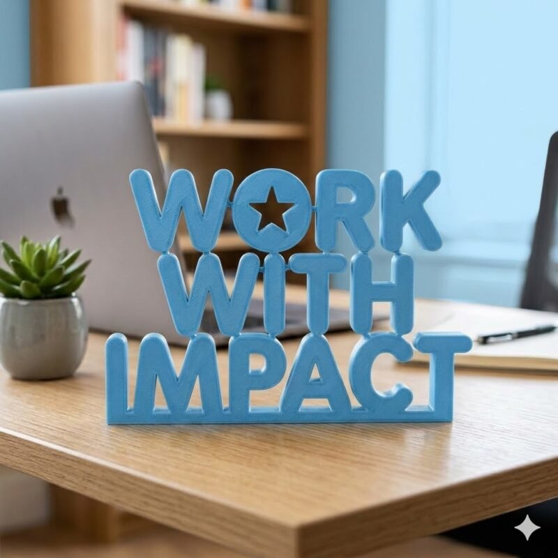 Work With Impact 3D Printed Office Desk Sign | Employee Appreciation & Corporate Gift - Image 6