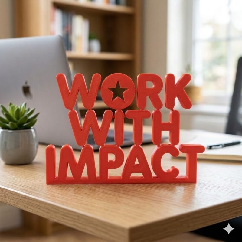 Work With Impact 3D Printed Office Desk Sign | Employee Appreciation & Corporate Gift - Image 7