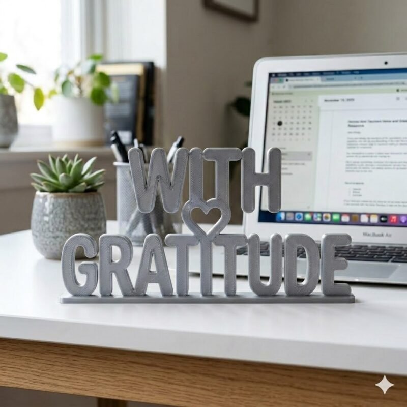 With Gratitude 3D Printed Desk Sign for Office & Business Workspace Decor - Image 4