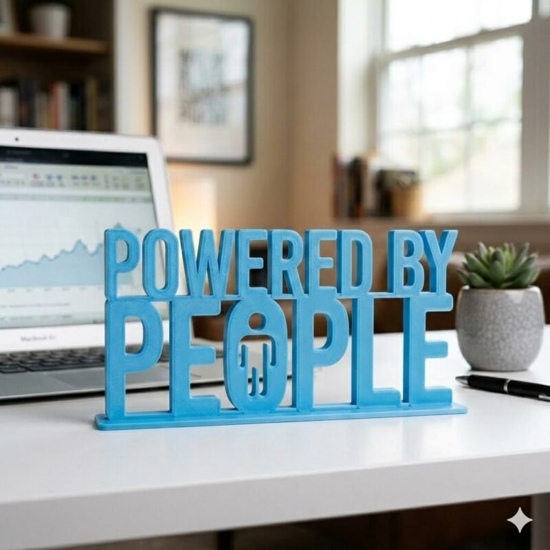 Powered By People 3D Printed Employee Joining Gift & Corporate Promotional Desk Sign - Image 4