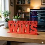 Collaboration Wins 3D Printed Desk Sign for Office & Corporate Workspace Decor - Image 7