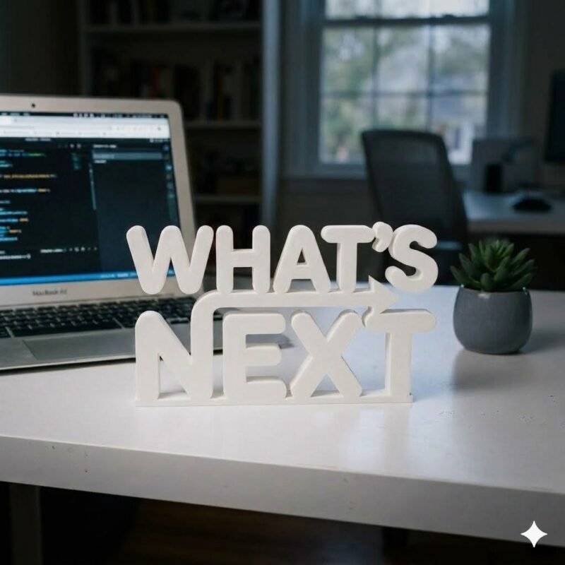 What’s Next 3D Printed Desk Sign for Office & Workspace Decor - Image 2