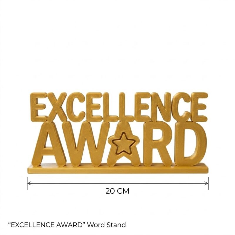 Excellence Award 3D Printed Desk Sign for Employee Recognition & Corporate Office Gifts - Image 3