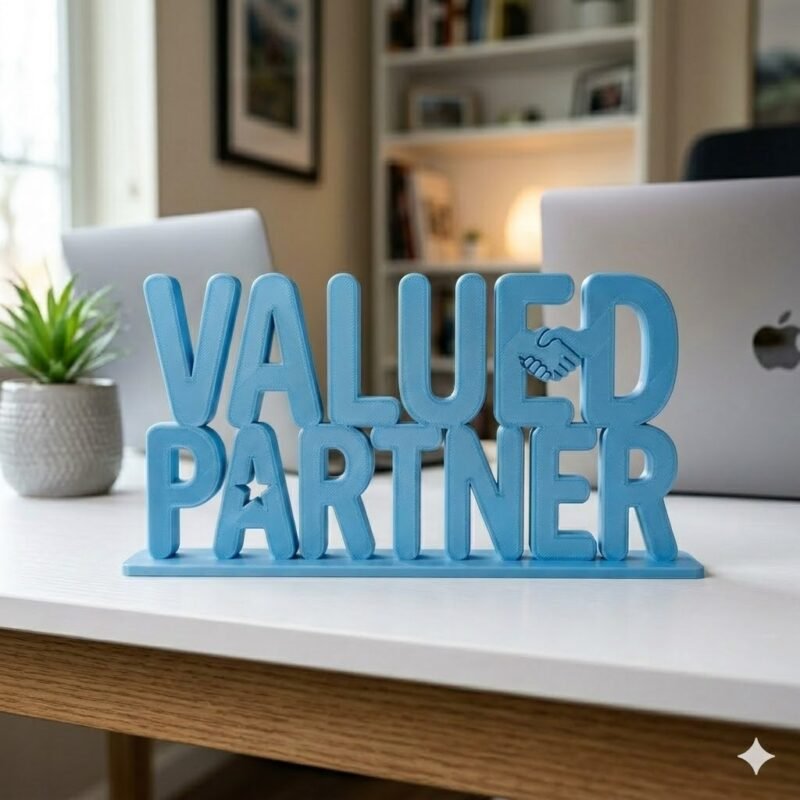 Valued Partner 3D Printed Desk Sign for Office Reception & Business Decor - Image 6