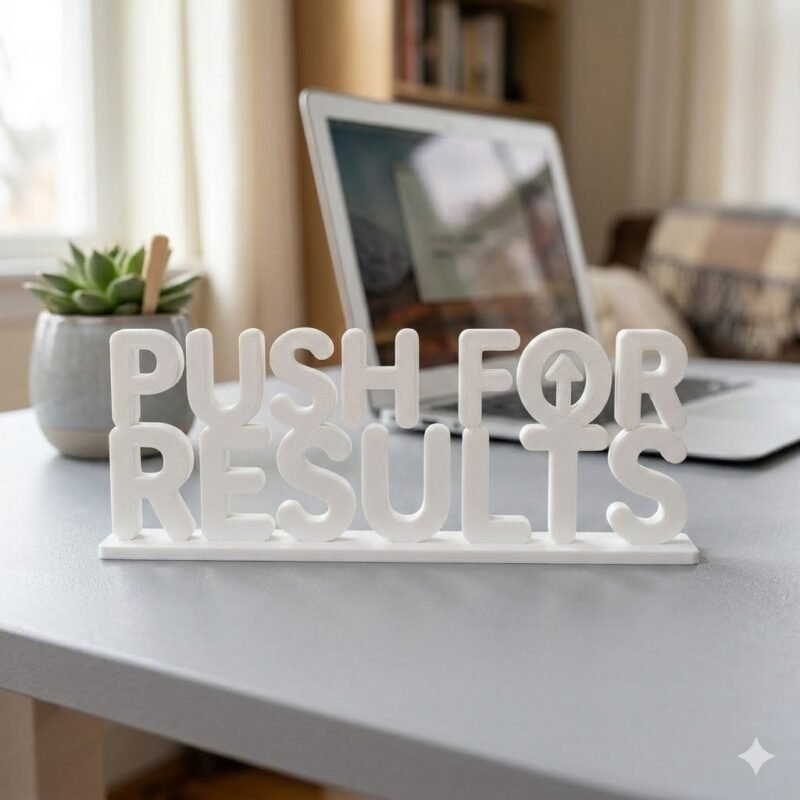 Push For Results 3D Printed Desk Sign for Office & Corporate Workspace - Image 2