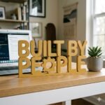 Built By People 3D Printed Desk Sign for Office & Corporate Workspace Decor