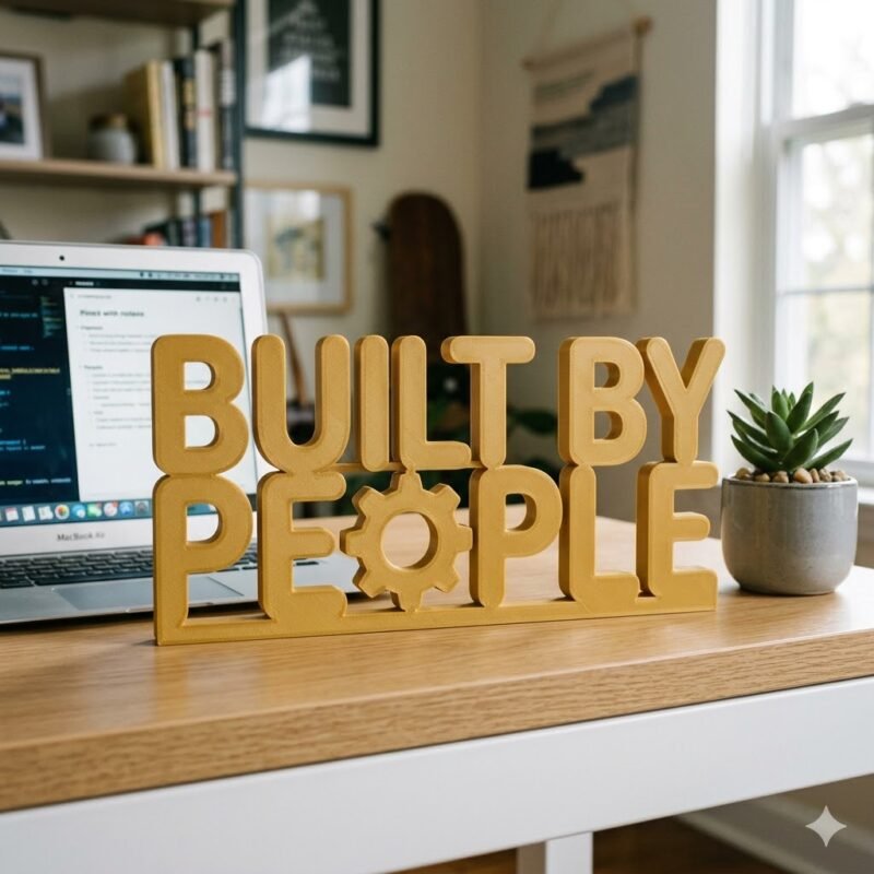 Built By People 3D Printed Desk Sign for Office & Corporate Workspace Decor - Image 9