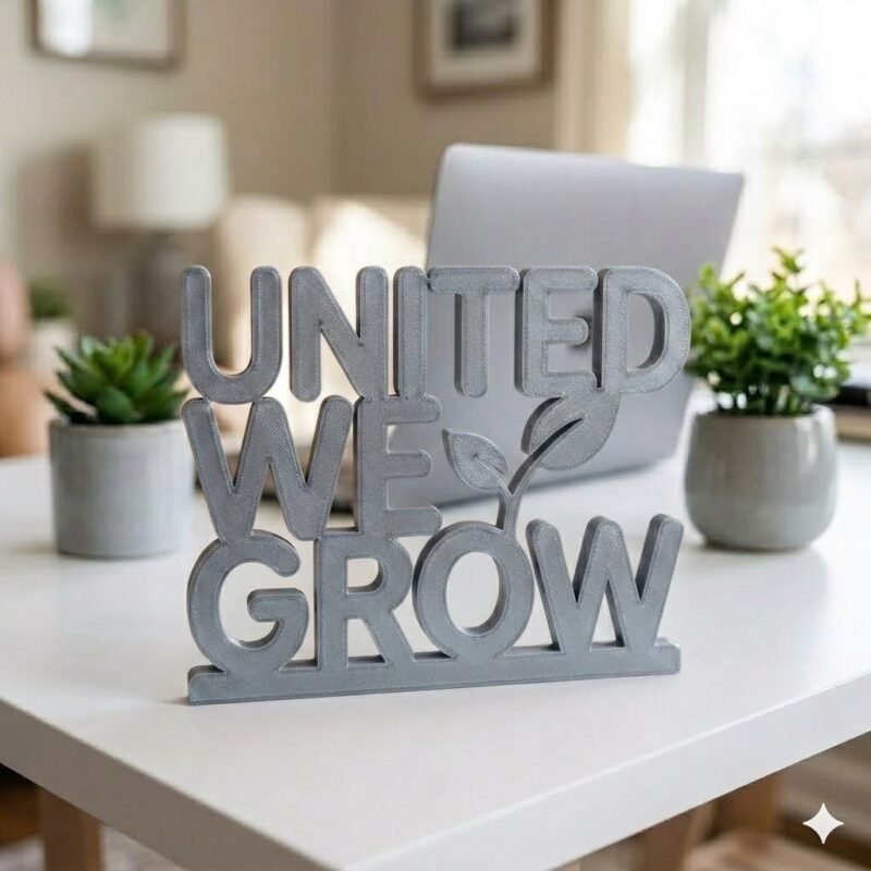 United We Grow 3D Printed Office Desk Sign | Corporate Team Motivation Gift - Image 6