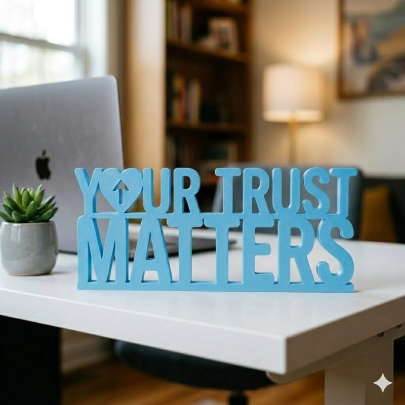 Your Trust Matters 3D Printed Desk Sign for Office Reception & Business Decor - Image 4