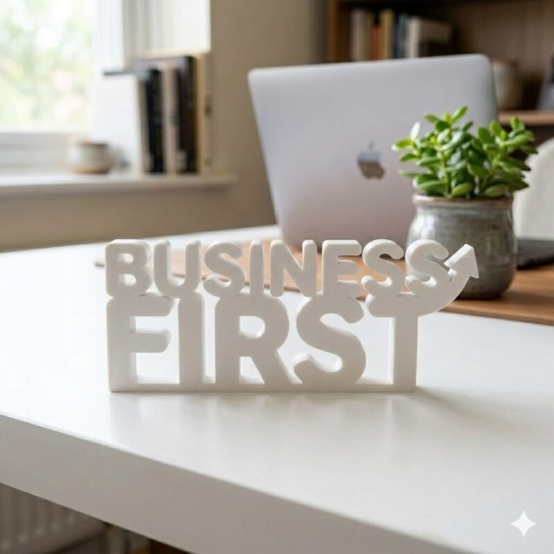 Business First 3D Printed Desk Sign for Office & Corporate Workspace - Image 6