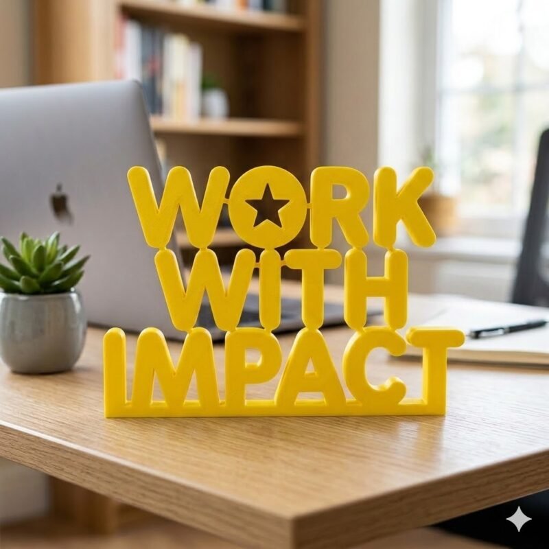 Work With Impact 3D Printed Office Desk Sign | Employee Appreciation & Corporate Gift - Image 3