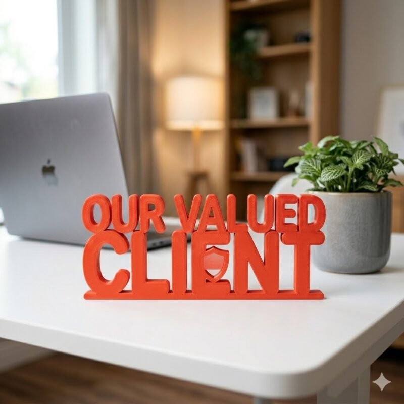 Our Valued Client 3D Printed Desk Sign for Office Reception & Business Decor - Image 8