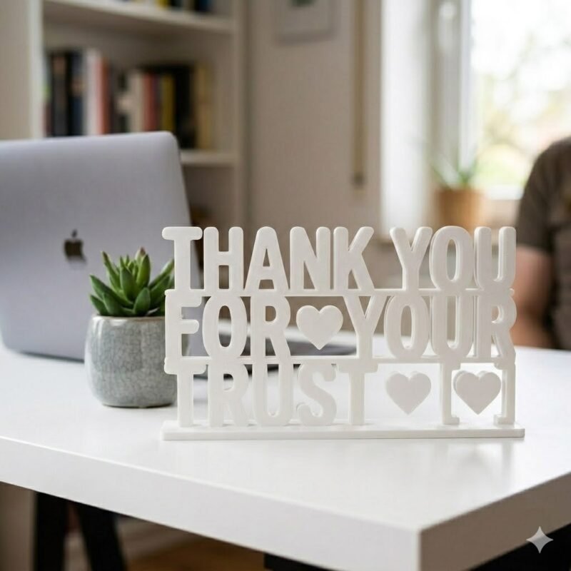 Thank You For Your Trust 3D Printed Desk Sign for Office & Reception Decor - Image 7