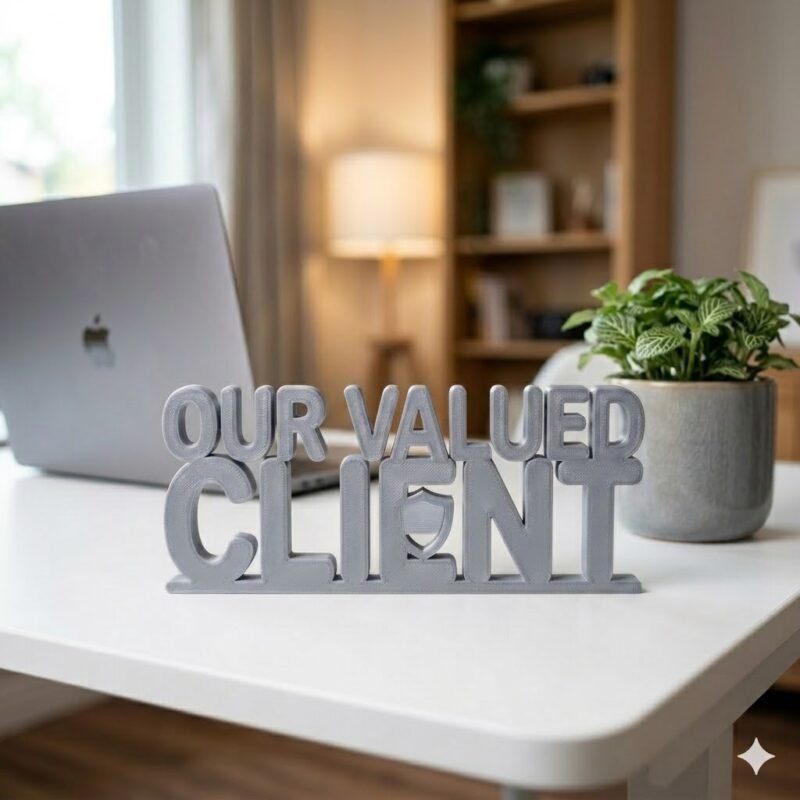 Our Valued Client 3D Printed Desk Sign for Office Reception & Business Decor - Image 4