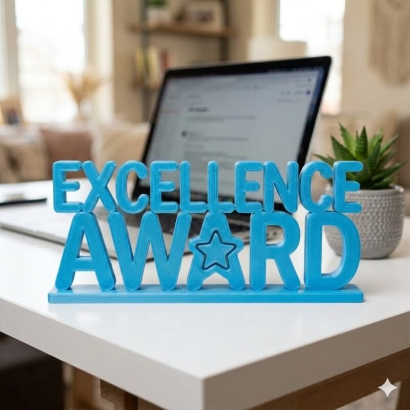 Excellence Award 3D Printed Desk Sign for Employee Recognition & Corporate Office Gifts - Image 7