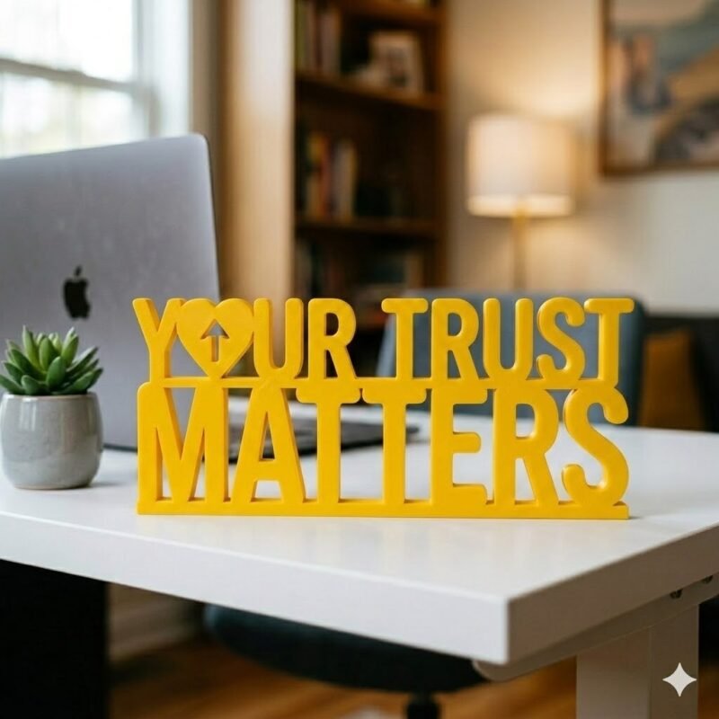 Your Trust Matters 3D Printed Desk Sign for Office Reception & Business Decor - Image 5