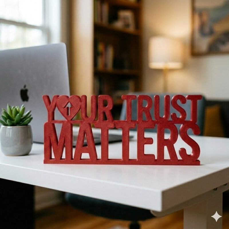 Your Trust Matters 3D Printed Desk Sign for Office Reception & Business Decor - Image 6